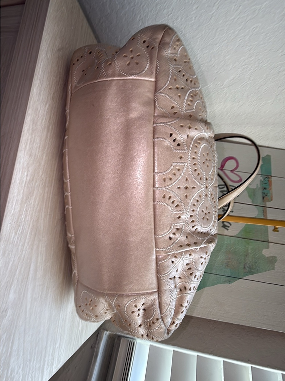 Vintage 2012 COACH Madison laser cut perforated Maggie tote shoulder bag - Picture 7 of 15